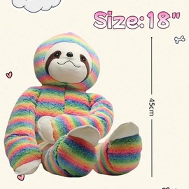 unsnurnoch 18" Tie-Dye Rainbow Sloth Plush Toy, Soft Wildlife Stuffed Animal, Cute Colorful Cuddly Toy, Perfect Birthday for Kids, Friends, Wildlife Lovers, Room Decor