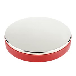 BESTNULE Professional Steel Bench Block, Covered with TPR Soft Plastic at The Bottom, Metal Stamping Table Mirror, Polishing with Chrome Plating for Jewelry Stamping (Dia: 3”, H: 19/32”) (Red Base)