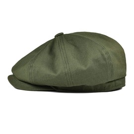 BOTVELA Men's 8 Piece Newsboy Flat Cap 100% Cotton Gatsby Ivy Golf Cabbie Hat (Green, 7 5/8)