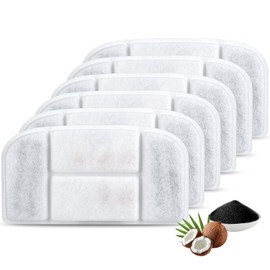 BOORCA 5L Wireless Cat Water Fountain Filters 6 Pieces Triple Filtration System Replacement Filter Fit for 5L Cat Pet Fountain, 6 Filtration System and 2 Pre-Filter Sponges