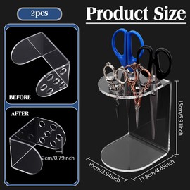 NBEADS 2 Pcs 6-Hole Clear Acrylic Scissors Holder, Salon Scissor Shear Rack Acrylic Salon Shear Holder Scissors Stand Desktop Organizer Accessories for Barber Shop Office Home, Hole:0.79inch
