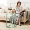 C Shaped Table,Glass Side End Table for Sofa,Tempered Glass Snack