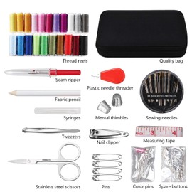 Juning Sewing Kit with 130 Sewing Accessories, 24 Bobbins of Thread, Large, 100 m Design, Complete Travel Sewing Kit for Beginners, Gift for Friends and Family, A-Normal