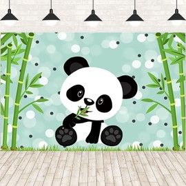 Cute Panda Backdrop Cartoon Bamboo Panda Birthday Banner for Newborn Children Birthday Party Decorations Supplies Baby Shower Photo Background