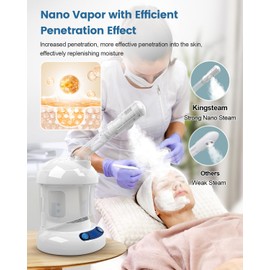 Tabletop Facial Steamer - Kingsteam Nano Ionic Face Steamer with 360° Rotating Arm, Moisturize, Remove Blackheads, Portable Facial Steamer for Home Facial Spa or Beauty Salon, White