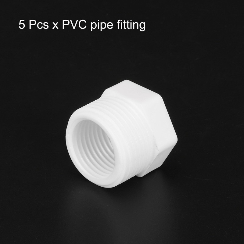 sourcing map 3Pcs PVC Pipe Fitting G3/4" Male to G1/2"