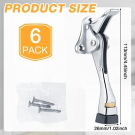 Kenning 6 Pcs Heavy Duty Door Stop 4 Inch Kickdown Metal Door Stopper Door Stoppers Wall Protector with Rubber Tip Easy to Install Adjustable Door Holder for Bottom of Door, Door Stops Replacements