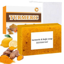 Miaofutong Lemon Turmeric & Kojic Acid Soap Bar, Fall Sale Face & Body Wash, Dark Spot Reducer, Daily Skin Cleanser Sets, Autumn Moisturizing Gentle Kojic Acid Soap Bar Set with Soap Saver Bags Moisturizer Cleansing Skincare Comfort - Specification: 1*So