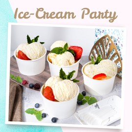 MATICAN Paper Ice Cream Cups - 50-Count 16-Oz Disposable Dessert Bowls for Hot & Cold Food