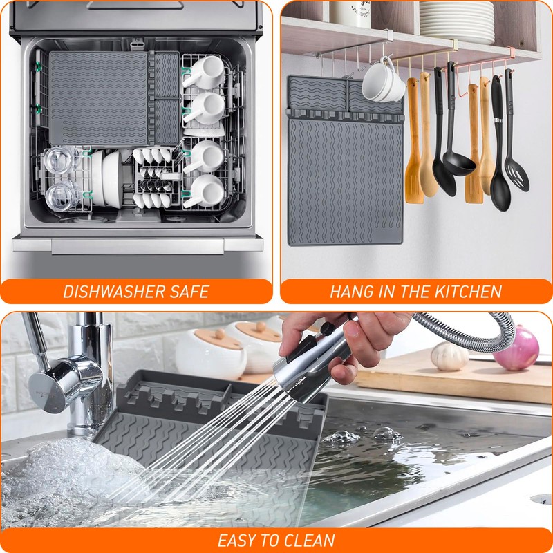 Silicone Griddle Tools Mat with Drip Pad,Silicone Grill Mats Side