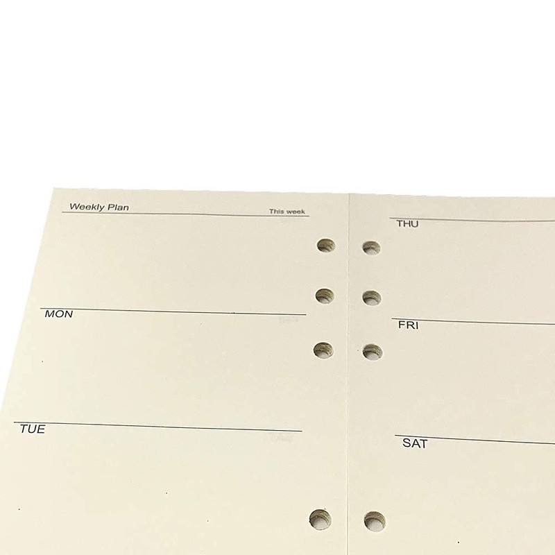 Spiral Notebook Refill Weekly Planner Refill,Undated 6 Hole Insert Paper,for