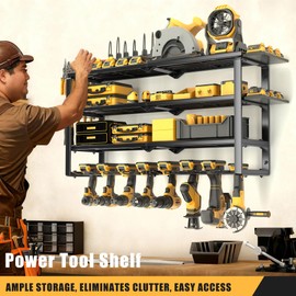 Spampur 420LB Capacity Power Tool Organizer with Charging Station & 6 Outlets | Quick Assembly 4-Layer Heavy Duty Rack for Drills & Batteries | Ultimate Garage Storage & Christmas Gift for Men
