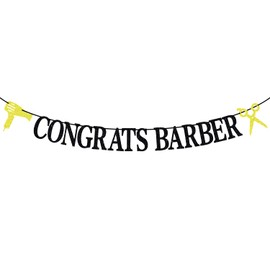 Black Glitter Congrats Barber Banner, I Will Cut You/Cosmetology School Survivor, 2025 Hairdresser Graduation Party Decorations