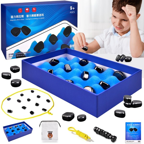 Table Magnetic Game - Chess Board Game with Magnetic Effect, Magnetic Stones, Magnetic Chess Game, Magnetic Children's Chess Toy, Chess Board Game