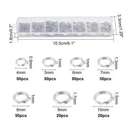 SUPERFINDINGS Approx. 382pcs 7 Sizes Stainless Steel Fishing Split Rings Double Snap Loop Bait Connector with Fishing Pliers for Saltwater Freshwater Fishing