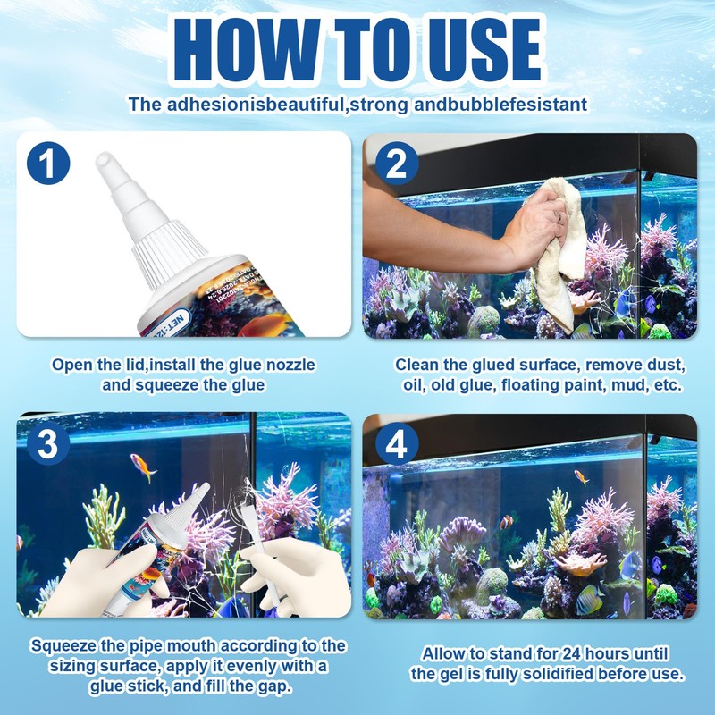 JAOJAO Aquarium Safe Silicone, Aquarium Silicone Clear Underwater Sealant Marine