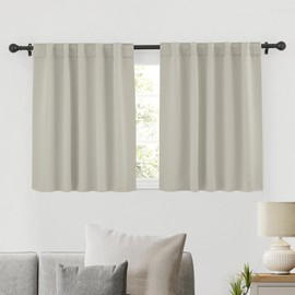 RYB HOME Blackout Curtains for Bedroom, Small Window Shades Thermal Insulating Privacy Drapes for Living Room Classroom Kitchen Bathroom Dining, Wide 42 x Long 36 inch, Natural 2 Panels