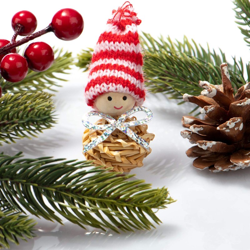 com-four® Christmas Tree Decoration - Straw Star Christmas Tree Decoration