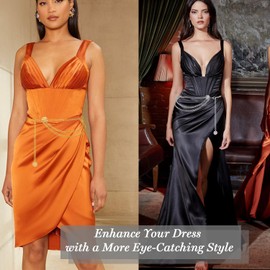 Women's Chain Belts Pack of 2, Precious Metal, No Gemstone