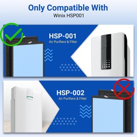 HSP001 True HEPA Filter Replacements Compatible with HATHASPACE Air Purifier Filters HSP001,4-Stage Air Purifier Filter with Activated Carbon,2 Set