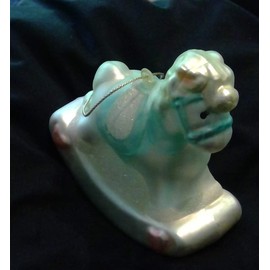 Rocking Horse Baby Blue Glass Christmas Ornament