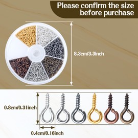 LEONTOOL 600 Pcs Small Screw Eye Pins for Jewelry Making, 4 x 8mm Mini Eyes Hooks Eyes Bolts Hooks Ring Screws Self Tapping Screws for Cork Top Bottles Charm Bead Metal Hoop Peg Bracelet Connectors