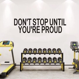 VODOE Large Don't Stop Until You're Proud Wall Decals Motivational Office Gym Wall Stickers Inspirational Quotes Classroom Wall Art Decals Vinyl Sports Positive Fitness Garage Wall Decor Big 35"X9.8"
