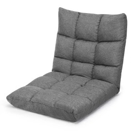 Costway Adjustable 14-Position Floor Chair Folding Lazy Sofa Gaming Lounge Home Gray