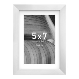 An&He 5x7 Picture Frame, Silver Photo Frame for Tabletop and Wall Display, Minimalist Design, Set of 1