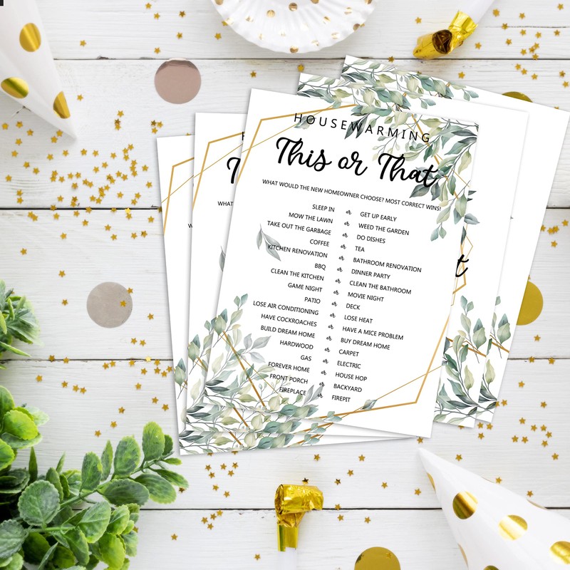 Housewarming Party Games, This or That, Greenery New Home, New