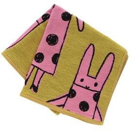 Atsuko Matano 181007-0001-02 Women's Triple Gauze Handkerchief (Yellow/100% Cotton), Gauze Handkerchief, Rabbit Pattern, Imabari, Gift, Gift