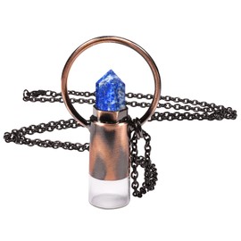 TUMBEELLUWA Lapis Lazuli Crystal Stone Essential Oil Diffuser Pendant Necklace for Aromatherapy Hexagonal Crystal Point Pendant with Chain for Unisex