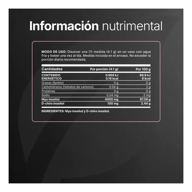 Myo & D-chiro Inositol Platinum Ratio 40:1 492g 120 Porciones.