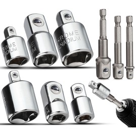 TXXATX Impact Socket Adapter Set 9 Pcs Reducer Drill Socket Adaptor Impact Driver Sockets Adapter 1/4" to 3/8", 3/8" to 1/4", 1/4" to 1/2", 1/2" to 3/8", 3/8" to 1/2", 1/2" to 1/4" for Ratchet Docket