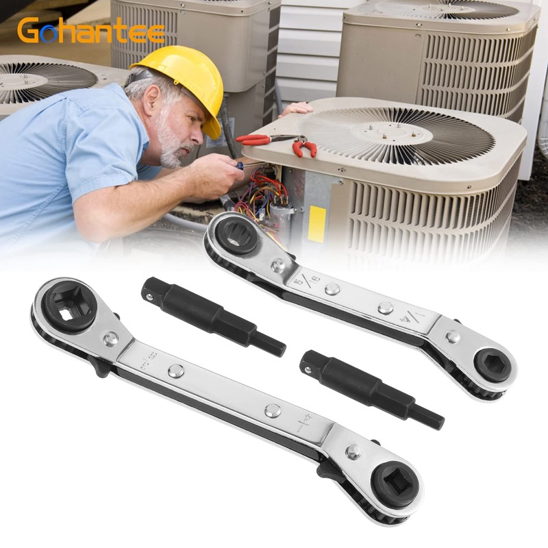 gohantee Hvac Service Wrench Tools Air Conditioner Valve Ratchet Wrench