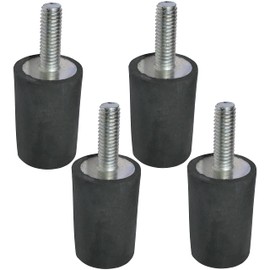 AERZETIX - C48888 - Set of 4 - Rubber Buffer Round Feet Vibration Absorber Insulation - Thread M6 - Ø20mm H:30mm - Shore Hardness 40 ± 5 - Rubber and Steel - Load 132N