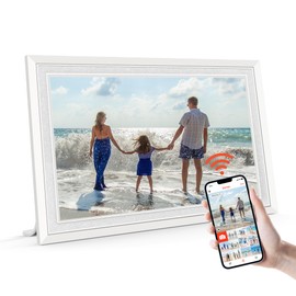 Frameo 10.1" Digital Picture Frame with 32GB Memory White WiFi Electronic Photo Frame 1280 x 800 IPS HD Touch Screen Auto-Rotate Slideshow Wall Mountable Share Photos/Video Remotely Anywhere