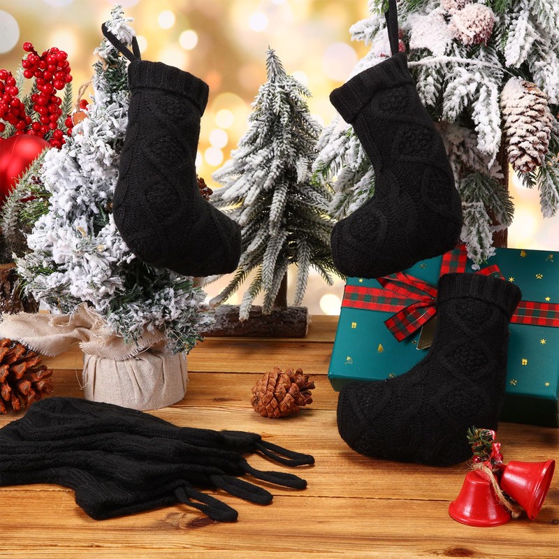 Zubebe Pack of 12 Mini Knit Christmas Stockings 6 Inch