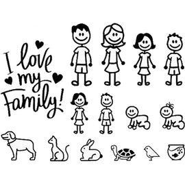 Car Sticker I Love My Family Car Bling Stickers and Decals Pet Cat Dog Animal Decal for Car Window Bumper Phone Notebook Decorative Decal Practical Design Cars Walls Laptop Luggage