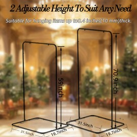 Wedding Sign Holder,Adjustable Welcome to Our Wedding Sign Stand with 2 Pack Leather Hanging Straps Heavy Duty Easel Rack Seating Chart Metal Stand for Birthday Party Baby Shower Graduation Ceremony Decoration,Black