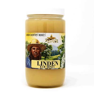 Goshen Honey Amish Extremely Raw LINDEN Honey 100% Natural Domestic Honey with Health Benefits Unfiltered Unprocessed Unheated OU Kosher Certified | 1 Lb Glass Jar