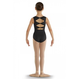 Bloch Dance Girls Gladiolus Bow Back Tank Leotard, Black, 12