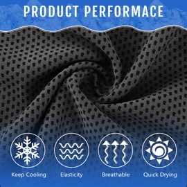 Hosuly 12 Pcs Cooling Towels for Face and Neck 12 x 40 Inch Workout Towels for Gym Fast Drying Hot Weather Sweat Rag Cold Cooling Cloth with 12 Bags Athletes Sport Yoga Golf(Dark Gray)