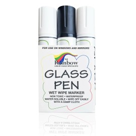 Rainbow Chalk Markers Glass Pen Liquid Paint Marker: Black and White 3 Pack Jumbo- Glass Writing Pens