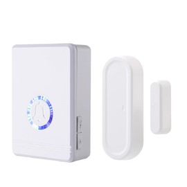 HoneTeek Door Alarms When Opened, Wireless Doorbell Chime for Home with LED Indicators Waterproof, Adjustable Volume Motion Sensor Door Bell for Business When Entering, Magnetic Door Chime Door