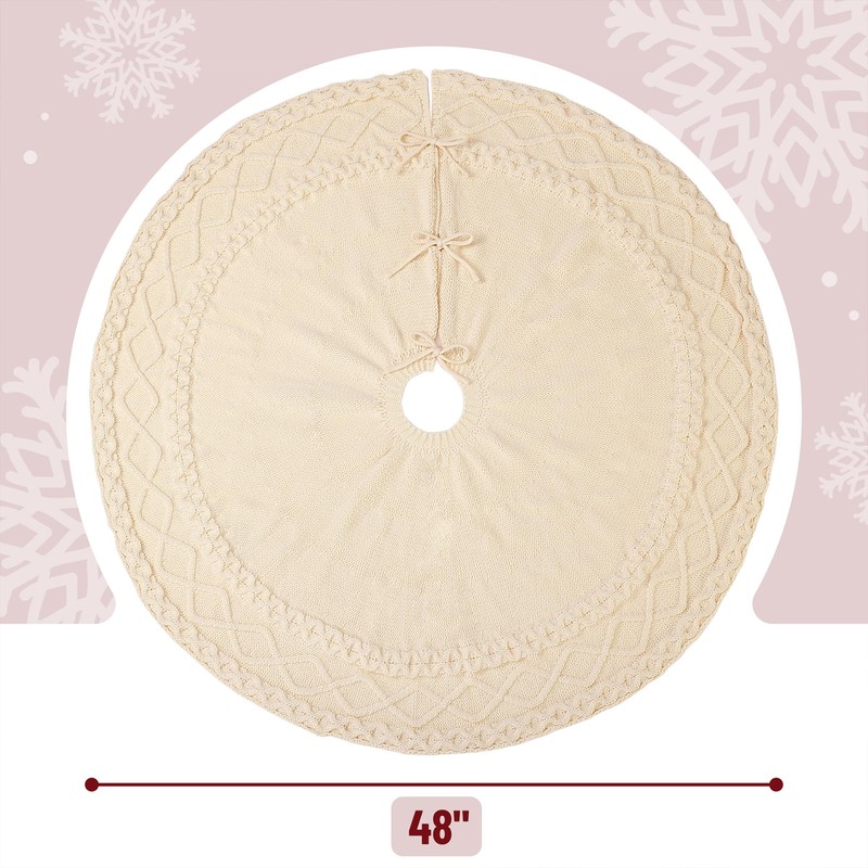 Mr. Pen- Christmas Tree Skirt 48 inches, Knitted Christmas Skirt