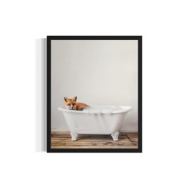 Póster de pared con estampado de zorro en tina, para decoración de baño, para baño, hogar, pintura, galería 1 (zorro, 8 x 10 pulgadas, sin marco)