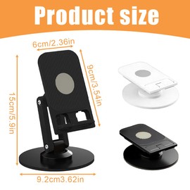 IKOPFLN 2 Pack Cell Phone Holder, 360° Rotation Phone Holder, Foldable Phone Accessories, Adjustable Phone Holder, Suitable for All Smartphones (Black and White)