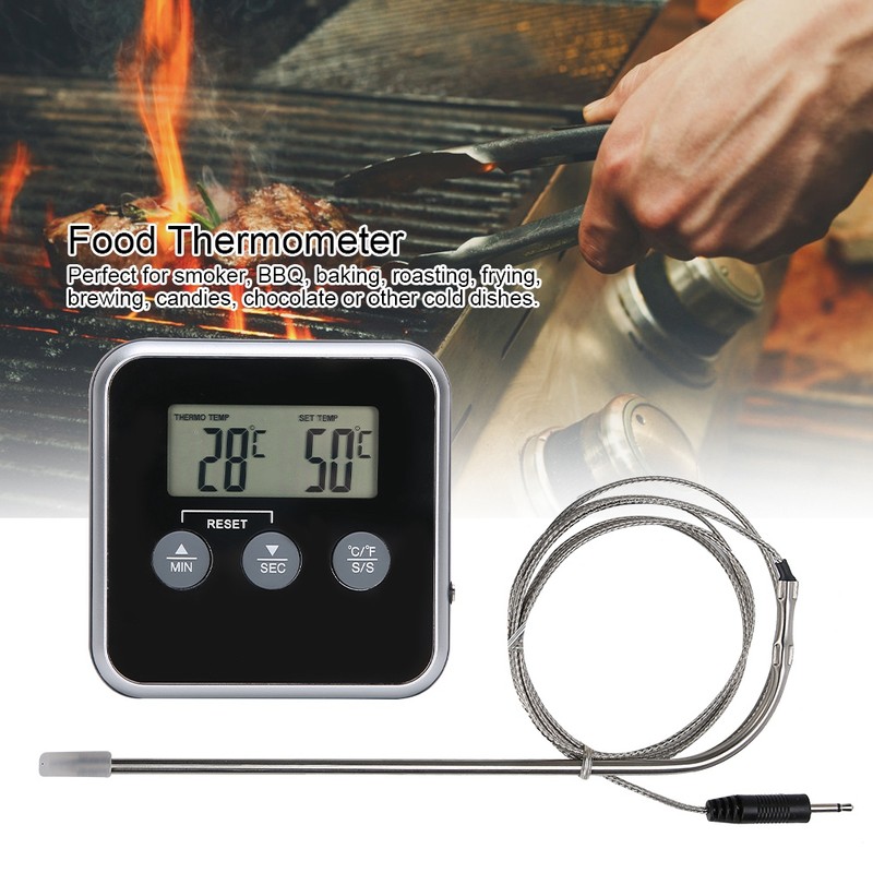 Digital Meat Thermometer Food Thermometer with Timer for Oven BBQ
