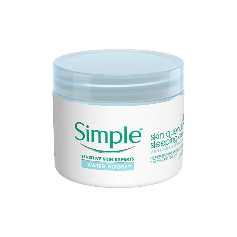 Simple - Crema para dormir Water Boost Skin Quench, 1.7